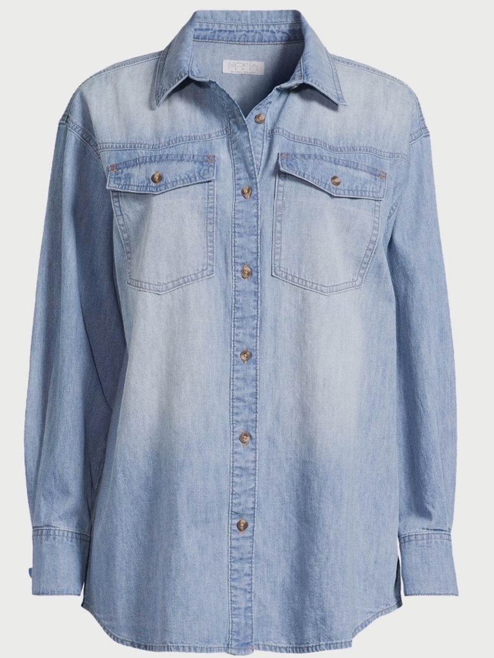 *NWOT* Sofia by Sofia Vergara Women's Oversized Denim Boyfriend Shirt, Small - Picture 4 of 14